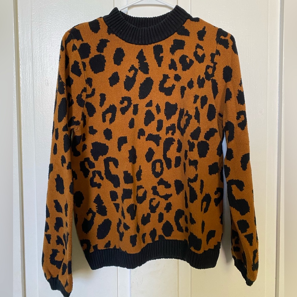 Who What Wear Leopard Print Pullover Sweater